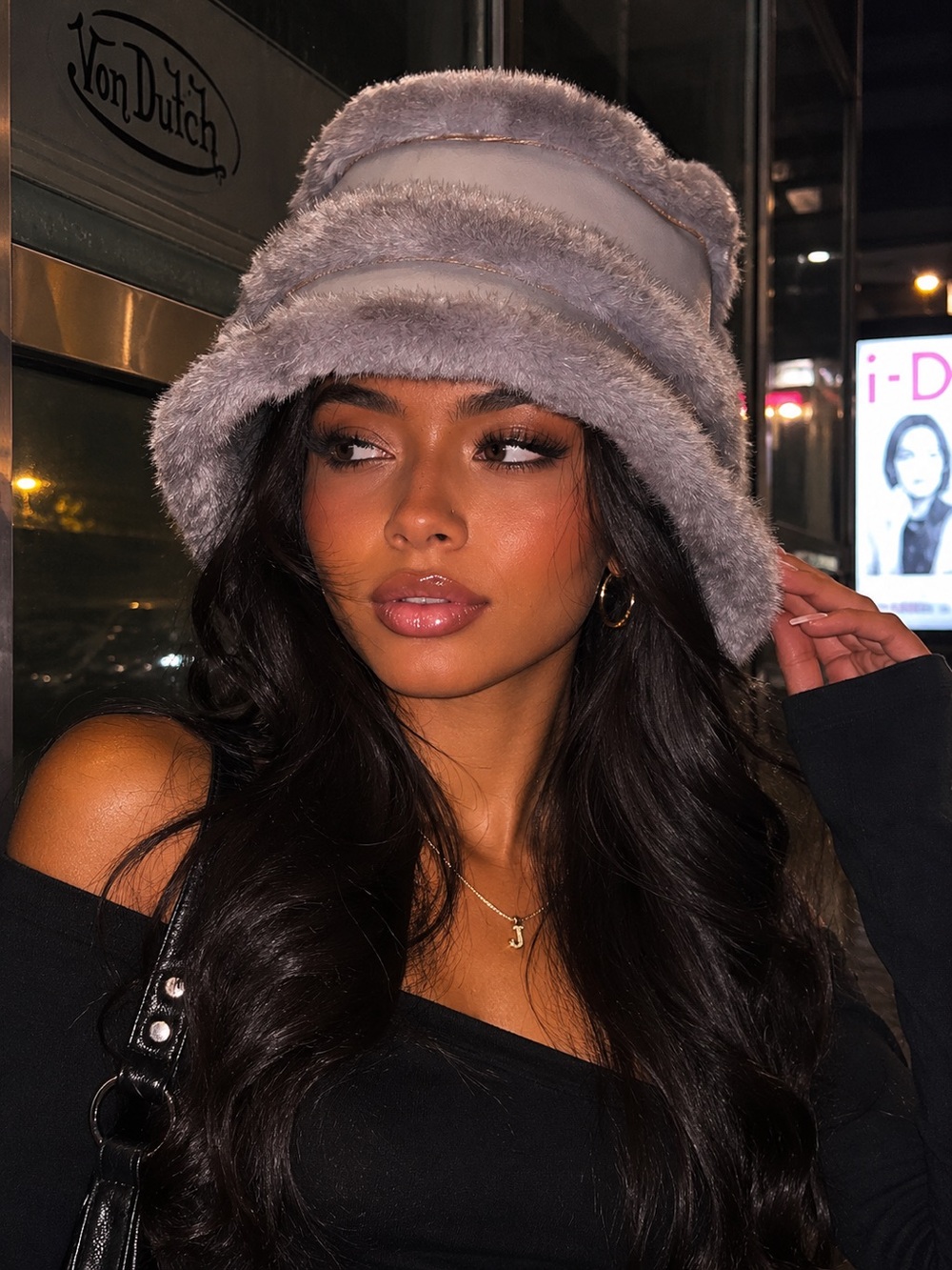 Jocelyn faux leather bucket hat